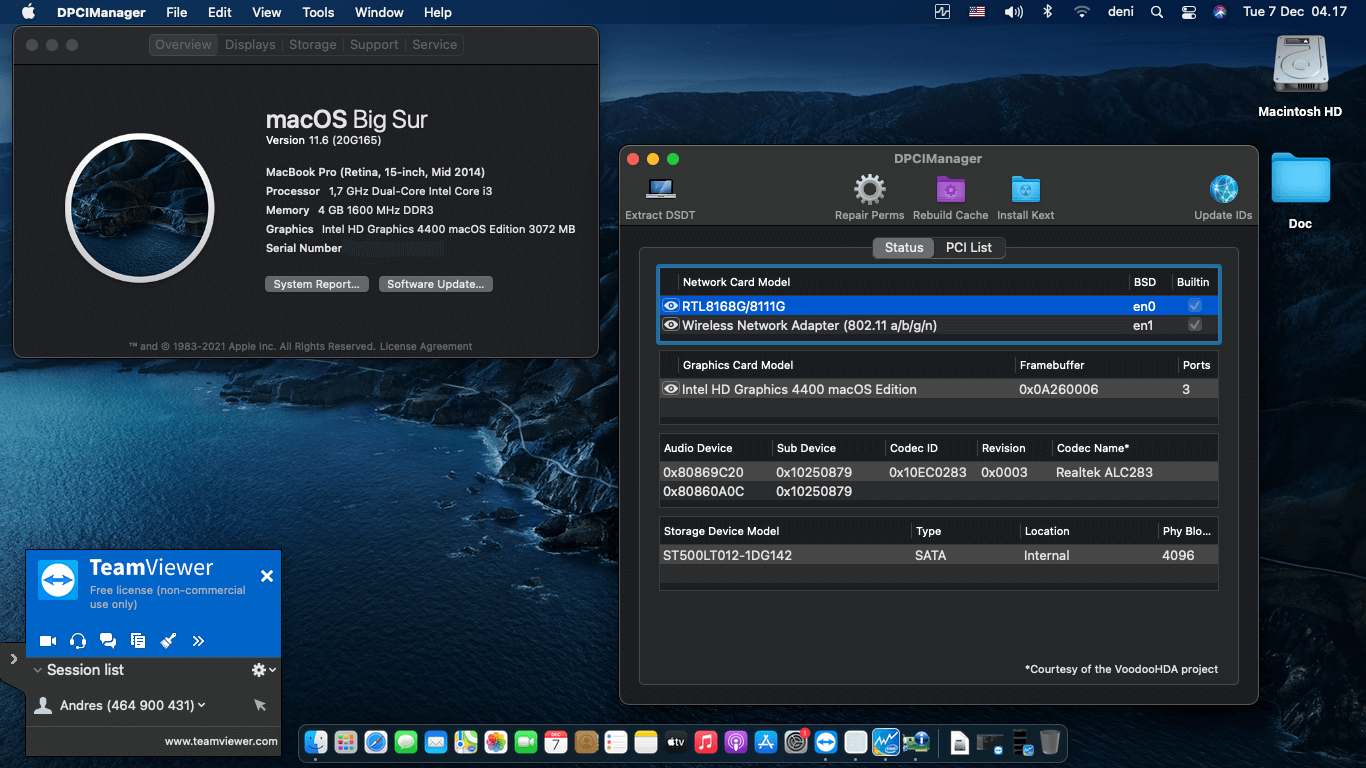 Success Hackintosh macOS Big Sur 11.6 Build 20G165 in Acer Aspire E5-471-356A